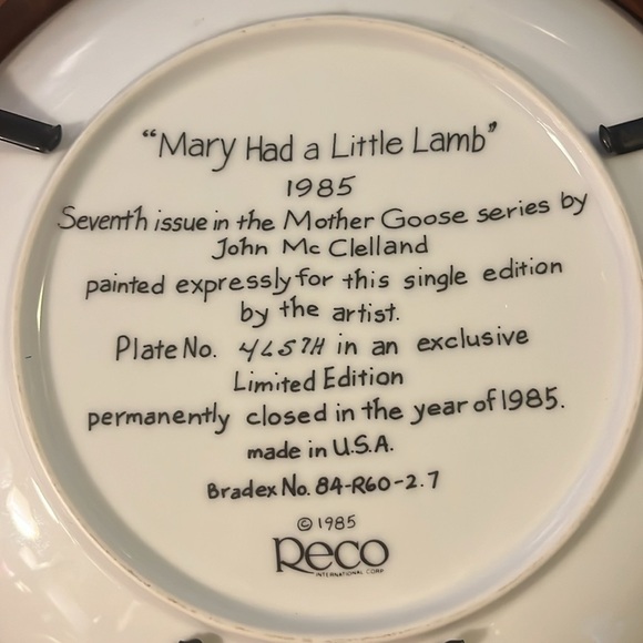 Van Hygan Smythe Plate Frame, 1985 Reco Mary Had A Little Lamb Plate - Picture 7 of 11
